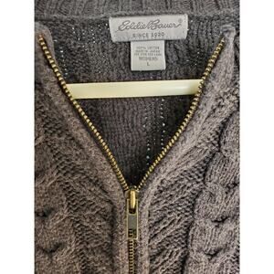 Vintage Eddie Bauer 100% Cotton Fishermancore Sweater Zipper Cardigan sz. Large